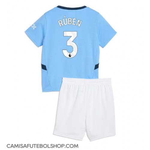 Camisa de time de futebol Manchester City Ruben Dias #3 Replicas 1º Equipamento Infantil 2024-25 Manga Curta (+ Calças curtas)